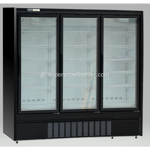 Supermarket double glass door display freezer